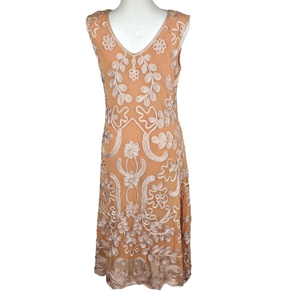 Sundance Cameo A Line Dress Size Small Coral Orange Floral Embroidered Lined - Picture 4 of 5